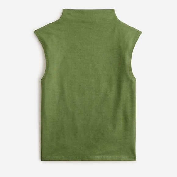 J. Crew Tops - J. Crew Fitted mockneck tank top in stretch cotton blend  Utility Green BY373